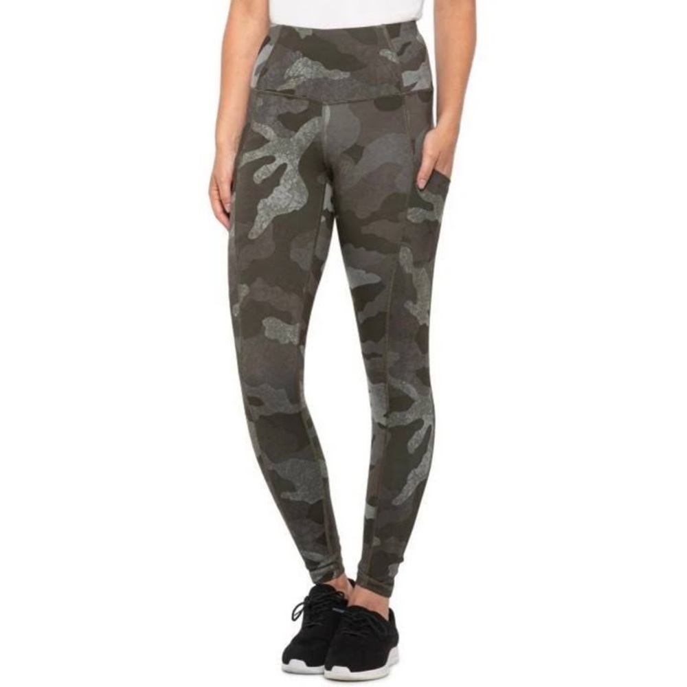 The North Face Small Green Camo Leggings with Pockets, Used-Good